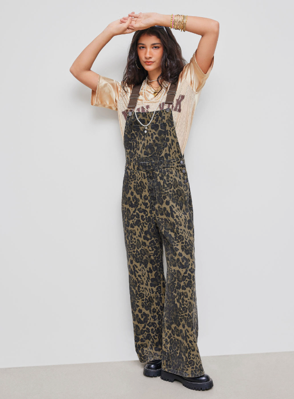 Leopard Suspenders Jeans Women